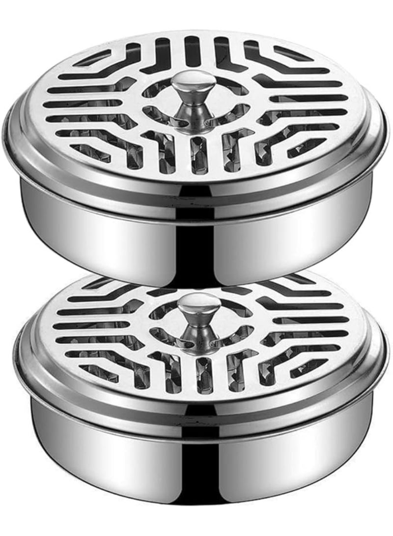 2 Portable Mosquito Coil Holder, Stainless Steel Fireproof Incense Burner Box, with Handle for Indoor  Outdoor Use, Camping, Home, Office - Image 1